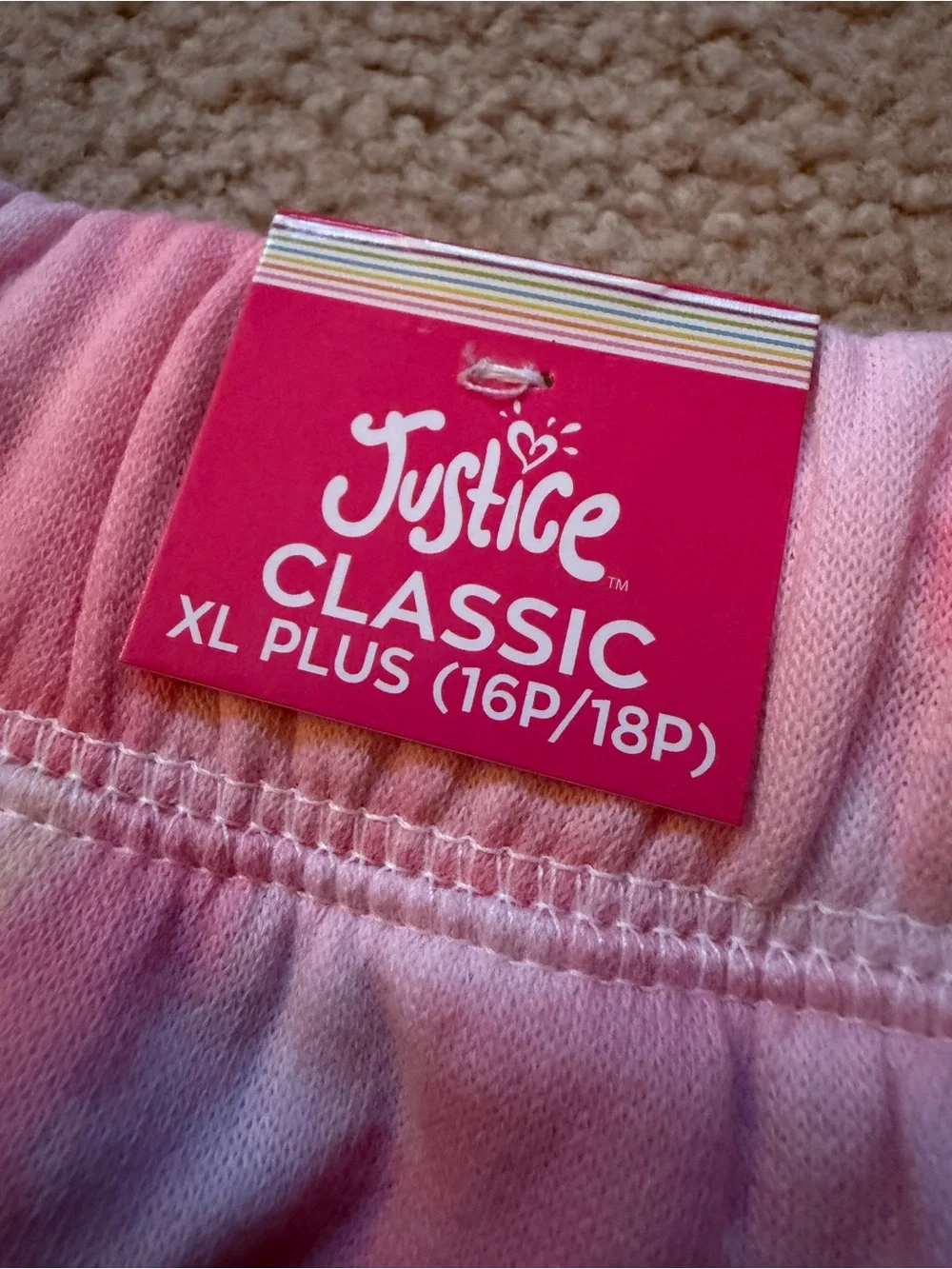 Justice Girls XL Plus 16P/18P Pastel Tie Dye Sweat Shorts Logo NWT
